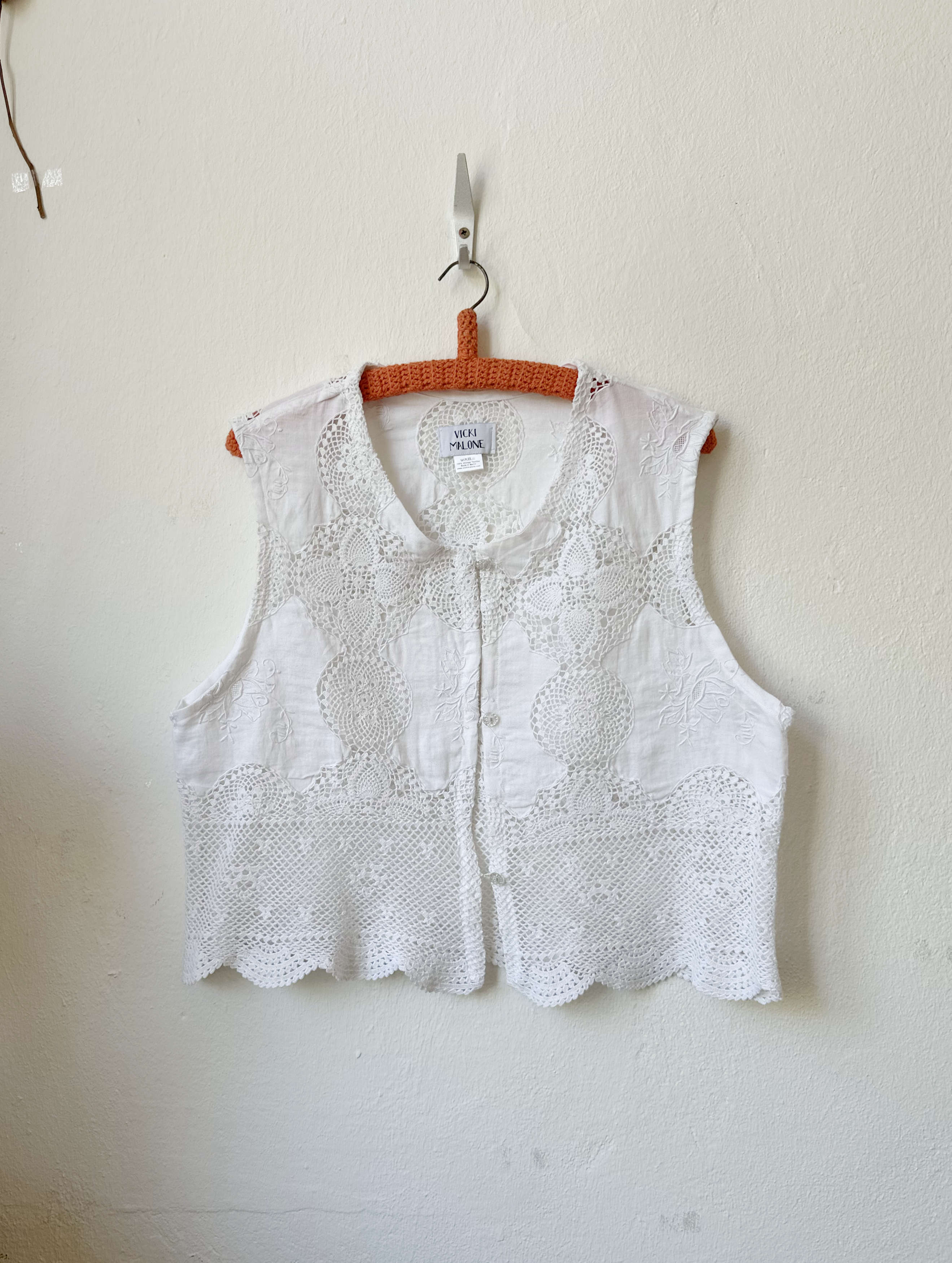 Vintage Lace Vest Handmade | Upcycled Italian Tablecloth | Slow