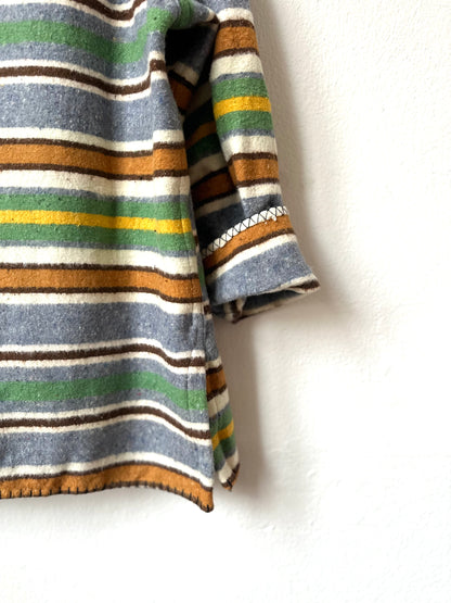 Striped fabric with multicolor pattern on a white background