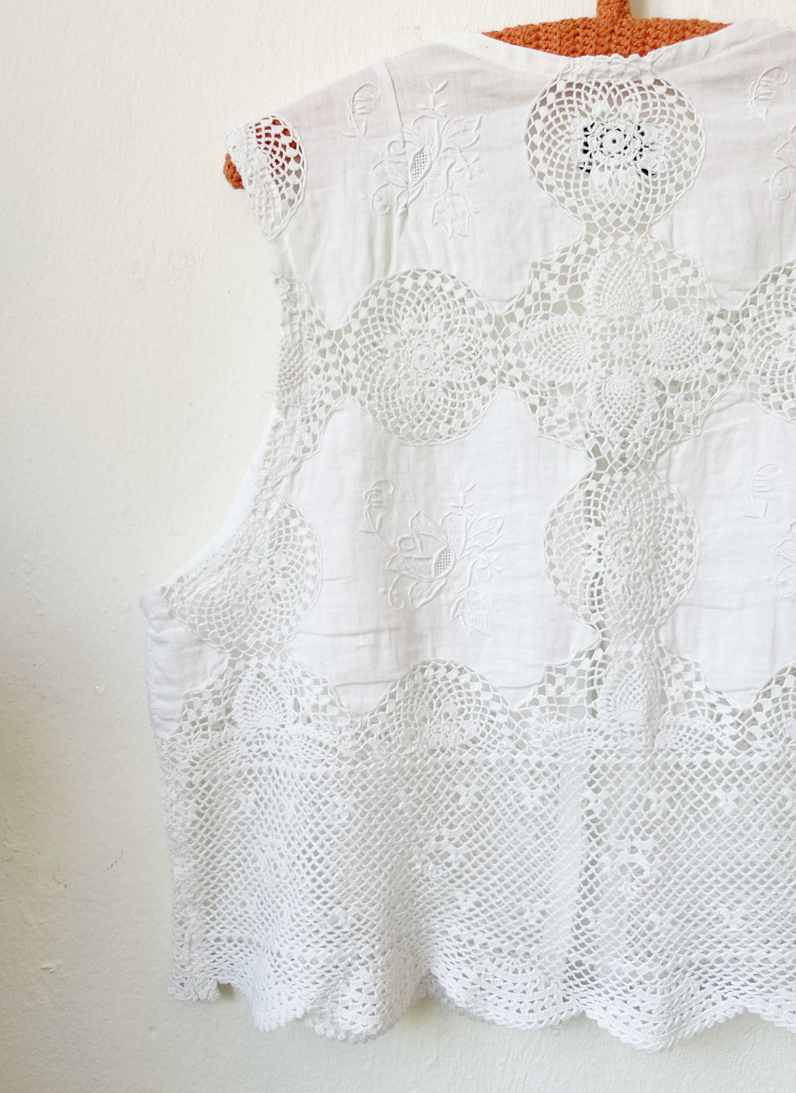 Vintage Lace Vest Handmade | Upcycled Italian Tablecloth | Slow